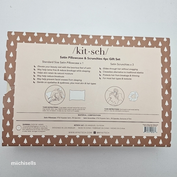 Kitsch satin pillow case and scrunchies gift set - Picture 3 of 5